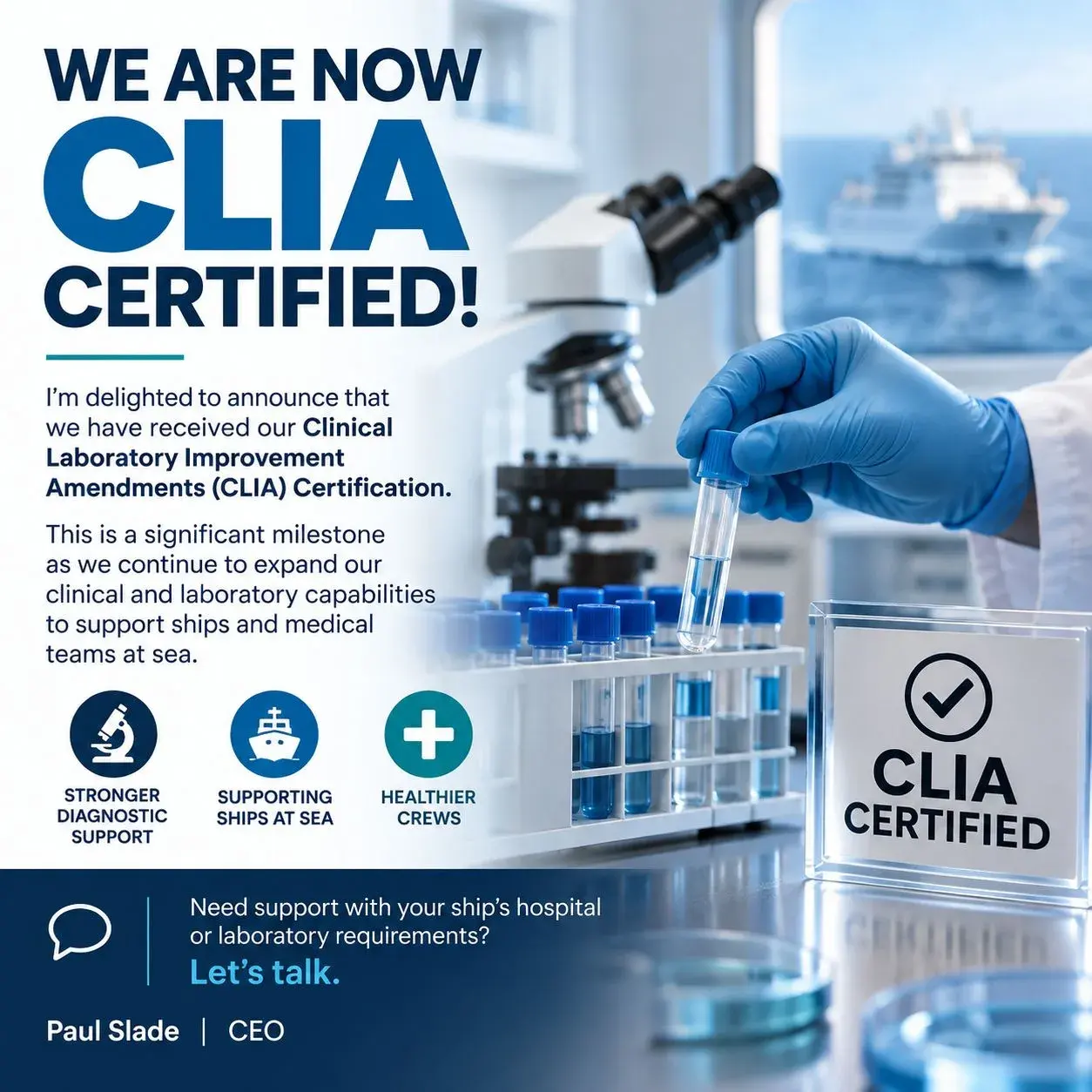 Air, Land & Sea Medical Are Now CLIA Certified